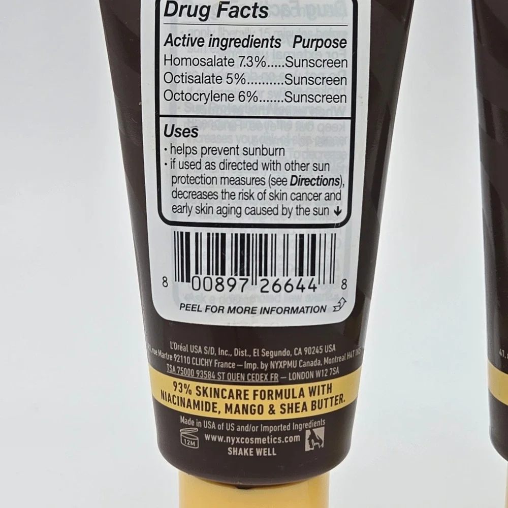 NYX Buttermelt Glaze Soft Glow Skin Tint 1.01 oz Chocolate Butta SPF 30 Lot of 2